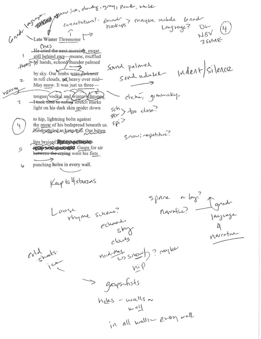 Jake Skeets' manuscript page, as printed for the winners' reading