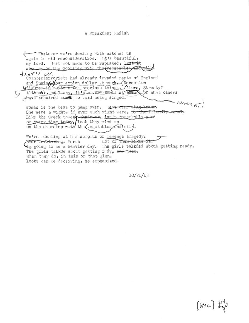 John Ashbery manuscript