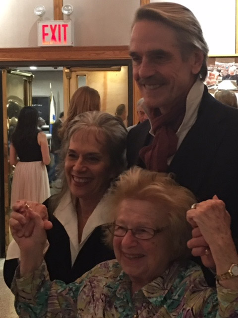 In the lobby of 92NY: Annette Insdorf, Dr. Ruth and Jeremy Irons