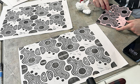 Pattern Printing on Textiles with Linoleum Blocks