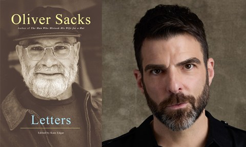 The Letters of Oliver Sacks book cover and Zachary Quinto